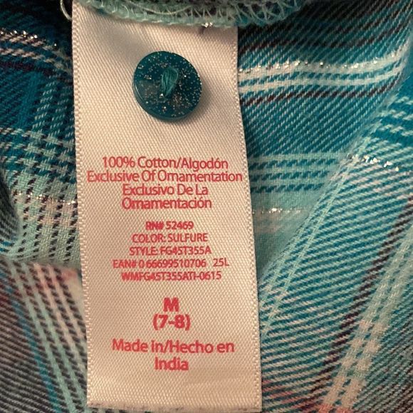 🌺 GEORGE Teal Plaid Roll Tab Sleeve Button Down Shirt - Picture 6 of 6